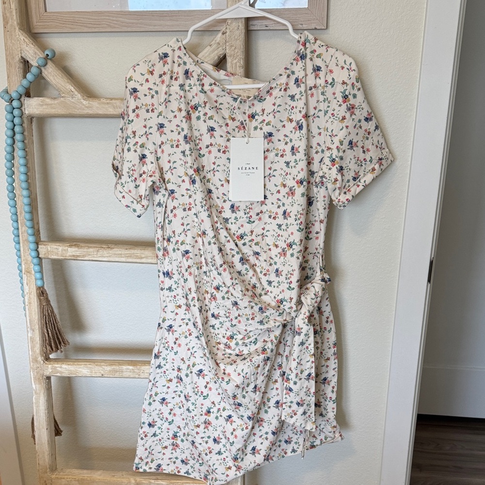 Sezane Floral Pippa Dress - Cream and Multicolor